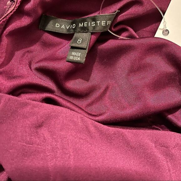 David Meister Off the Shoulder Purple Evening Gown Crystal Side Embellishment 8 - Picture 5 of 5